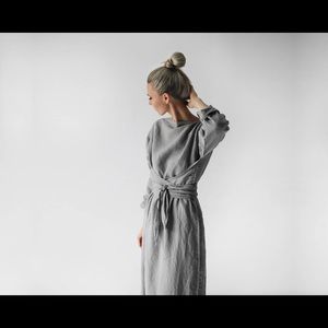 SeaSideTones - Linen Dress - Light Gray - OS